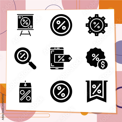 Simple set of 9 icons related to mark down
