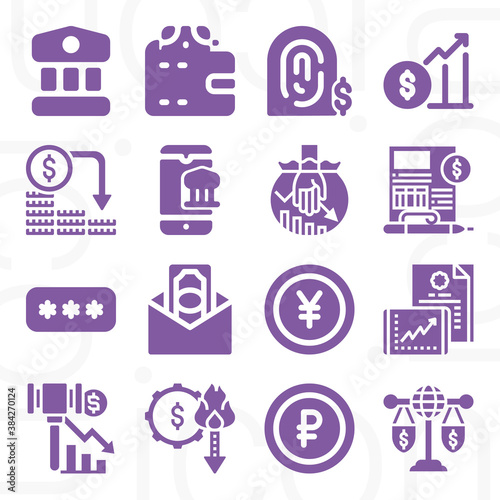 16 pack of economies  filled web icons set