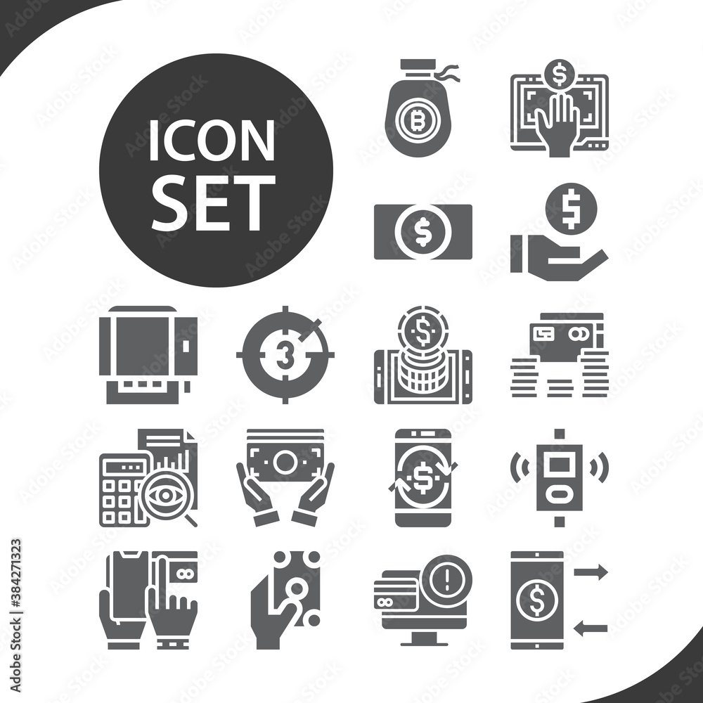 Simple set of transactions related filled icons. Simple set of transactions related filled icons.