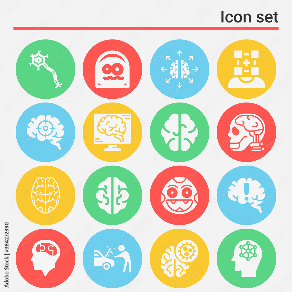 16 pack of nervous  filled web icons set
