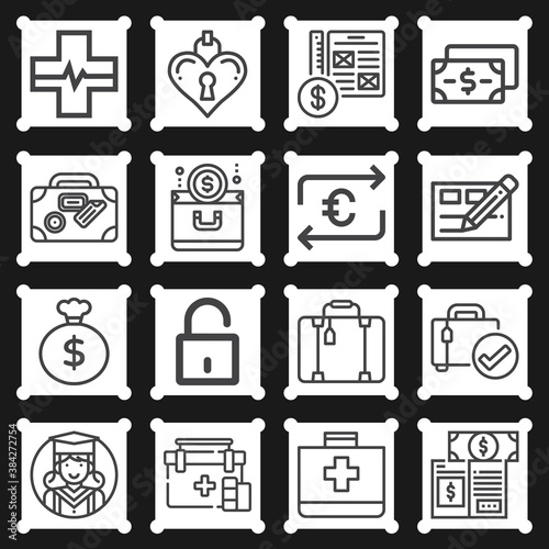 16 pack of loans  lineal web icons set