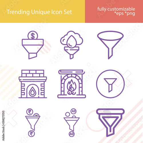 Simple set of ventilation related lineal icons.