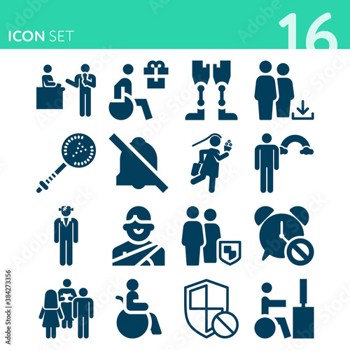 Simple set of 16 icons related to strained