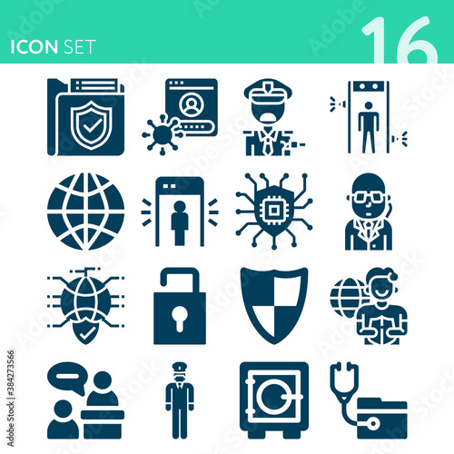 Simple set of 16 icons related to terrorism