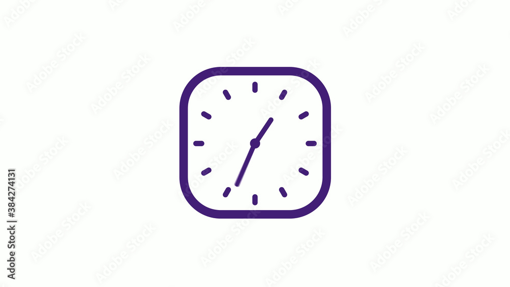 Amazing purple dark square clock icon on white background,12 hours clock isolated Amazing purple dark square clock icon on white background,12 hours clock isolated
