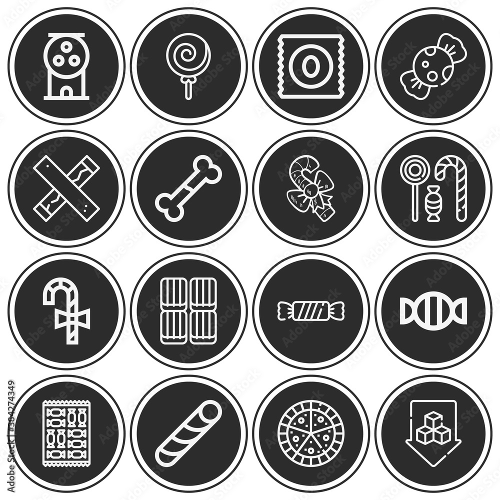16 pack of cane  lineal web icons set