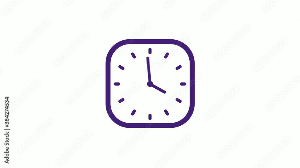Amazing purple dark square clock icon on white background,12 hours clock isolated Amazing purple dark square clock icon on white background,12 hours clock isolated