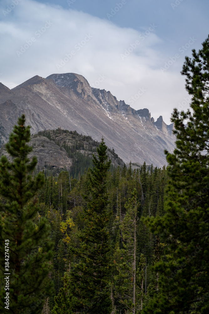 Mountain peaks in Rocky Mountain National Park in Colorado