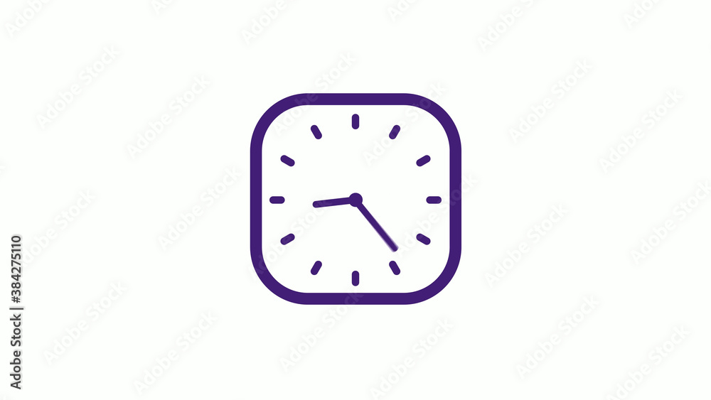 Purple dark square clock icon on white background,12 hours counting down clock icon Purple dark square clock icon on white background,12 hours counting down clock icon