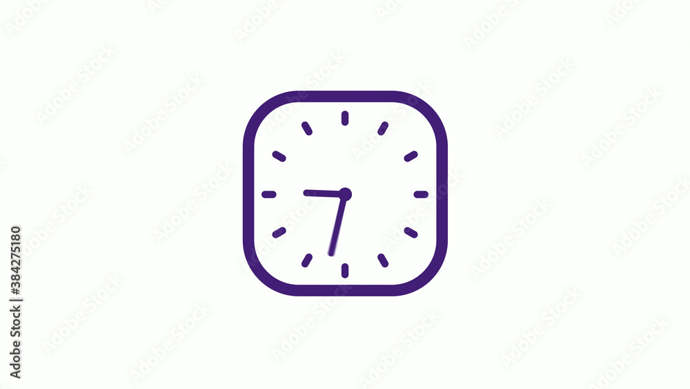 Purple dark square clock icon on white background,12 hours counting down clock icon Purple dark square clock icon on white background,12 hours counting down clock icon