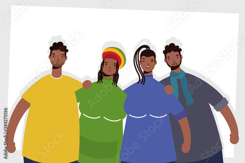 group of afro people characters