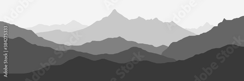 Fantasy on the theme of the mountain landscape, black and white landscape