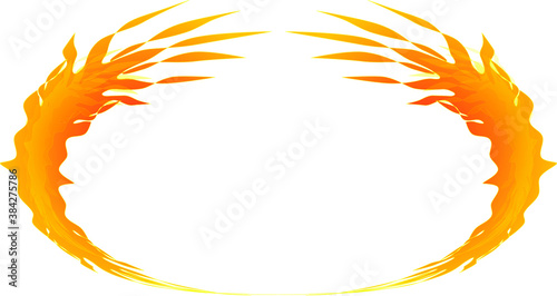 Frame of fire. Celebration and ceremony frame of fire. Golden wreath laurel made of fire