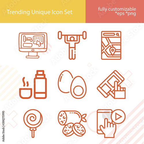 Simple set of assemblage related lineal icons.