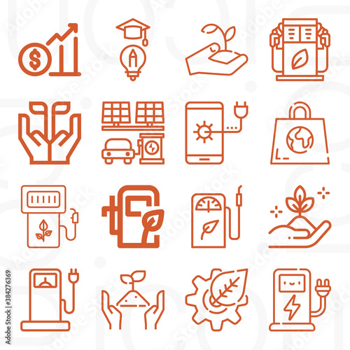 16 pack of efficient  lineal web icons set