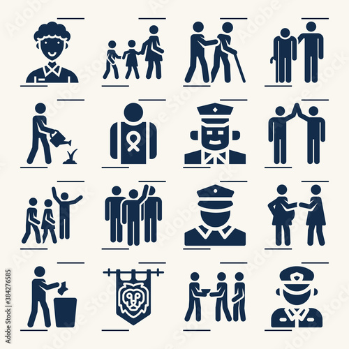 Simple set of militia related filled icons.