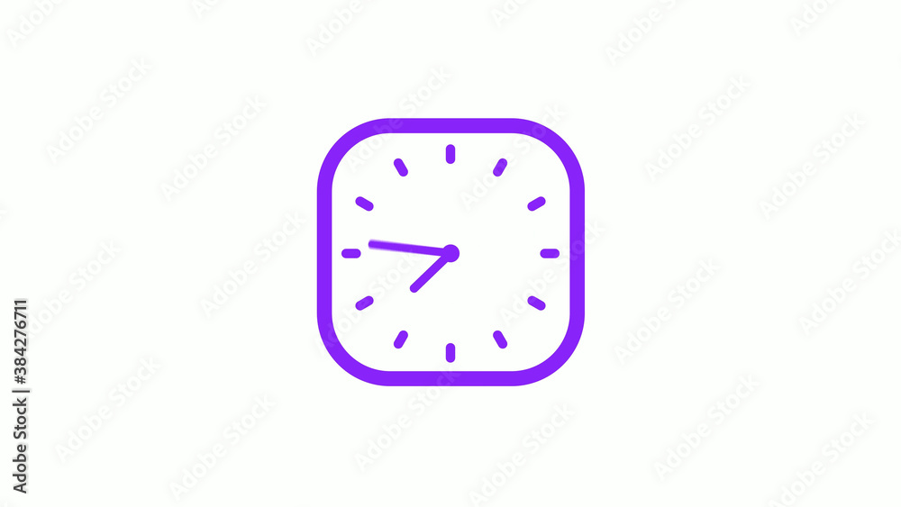 Amazing purple color square clock isolated on white background,New clock icon Amazing purple color square clock isolated on white background,New clock icon