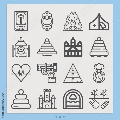 Simple set of ruin related lineal icons.
