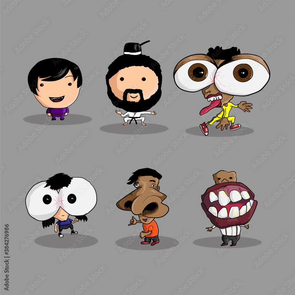 set of funny cartoon characters