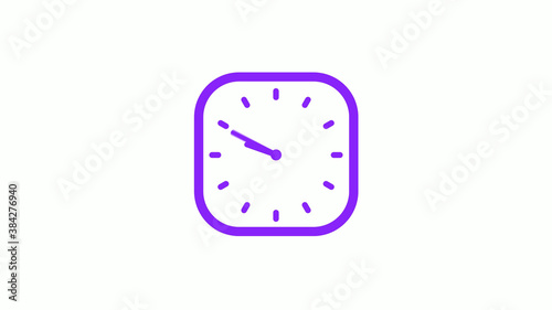 Amazing purple color square clock isolated on white background,New clock icon © MSH