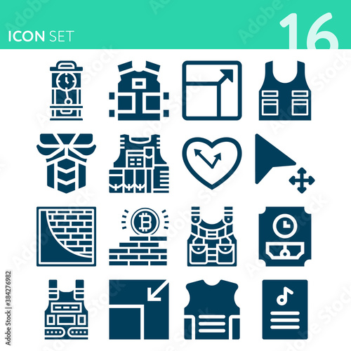 Simple set of 16 icons related to thickness