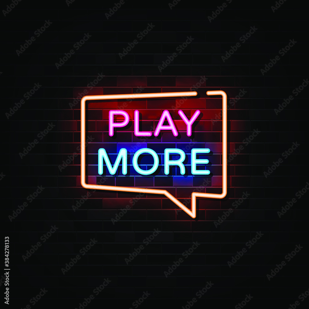 Play more neon signs design template 