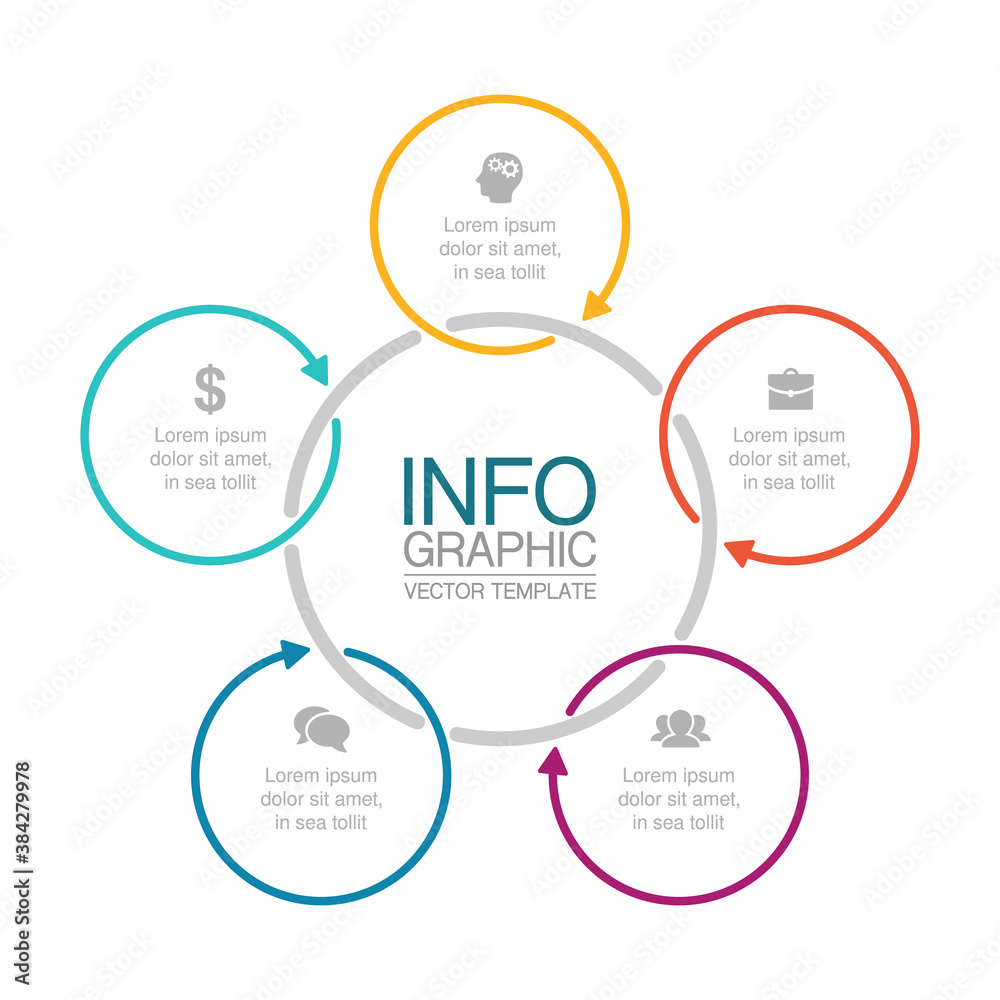 Vector infographic template, circle with 5 steps or options. Data presentation, business concept design for web, brochure, diagram. Vector infographic template, circle with 5 steps or options. Data presentation, business concept design for web, brochure, diagram.