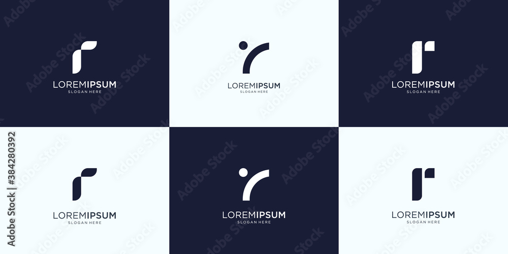 Set of abstract initial letter r logo design template. icons for business of luxury, elegant, simple. Premium Vector - obrazy, fototapety, plakaty 
