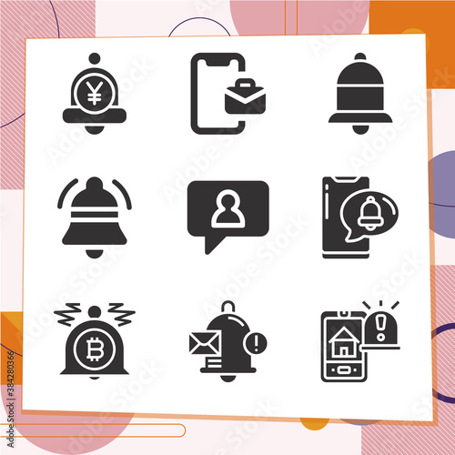 Simple set of 9 icons related to notified