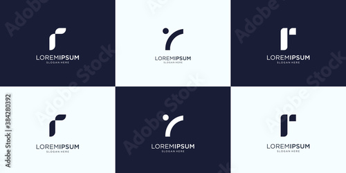 Set of abstract initial letter r logo design template. icons for business of luxury, elegant, simple. Premium Vector