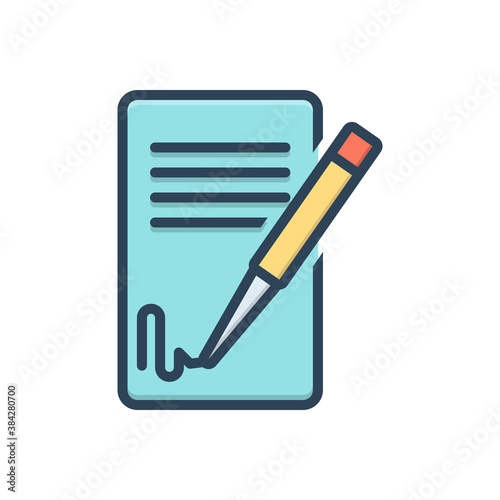 Color illustration icon for signing contact