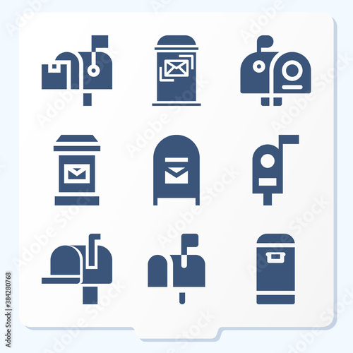 Simple set of 9 icons related to mailbox