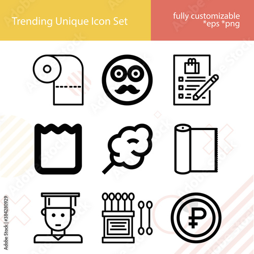 Simple set of fiber related lineal icons.