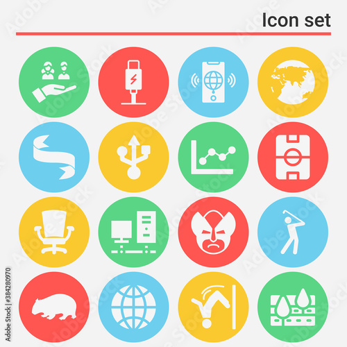 16 pack of ground  filled web icons set
