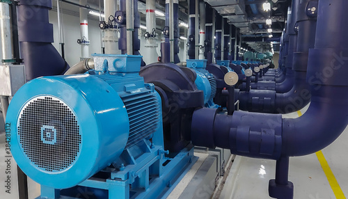 Electric motors driving water pumps.