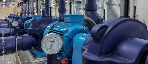 Electric motors driving water pumps.