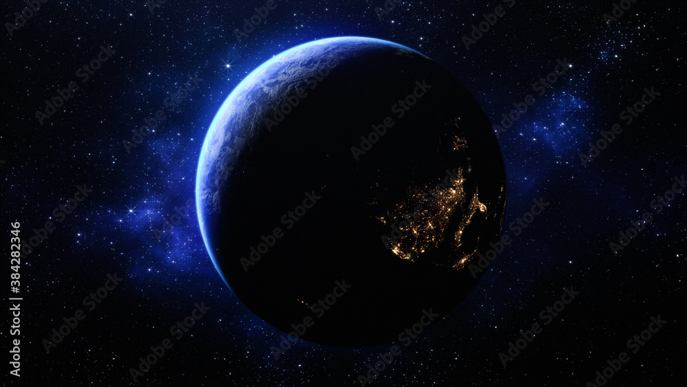 planet earth in the space - elements of this image furnished by NASA. 3D Render.