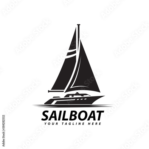 symbol of sailboat silhouette sea transportation design vector