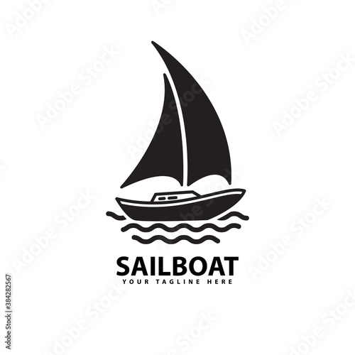 symbol of sailboat silhouette sea transportation design vector