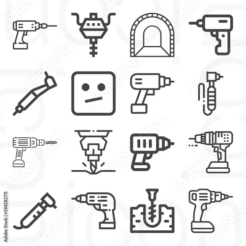16 pack of boring  lineal web icons set
