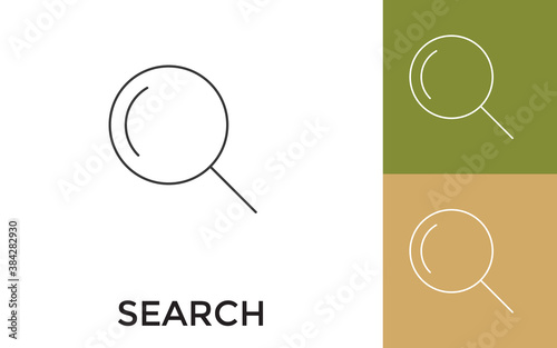 Editable Search Thin Line Icon with Title. Useful For Mobile Application, Website, Software and Print Media.