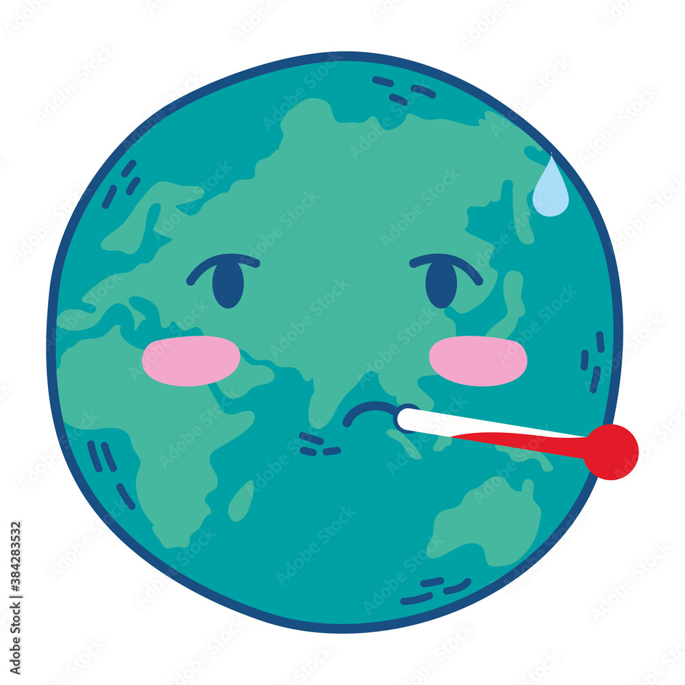 world planet earth with thermometer