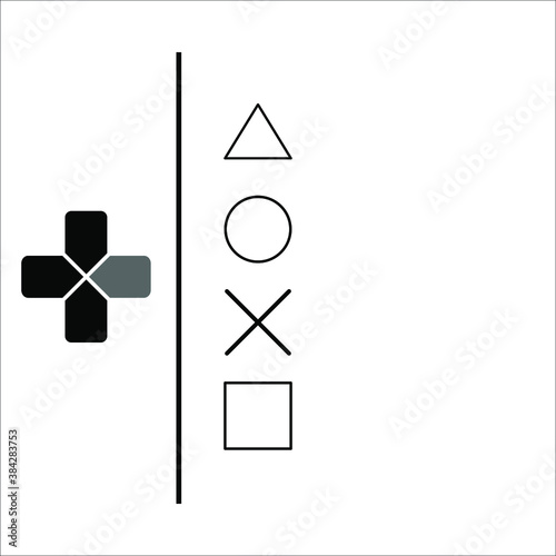 playstation glitch cross triangle square circle design game symbols icons on white background