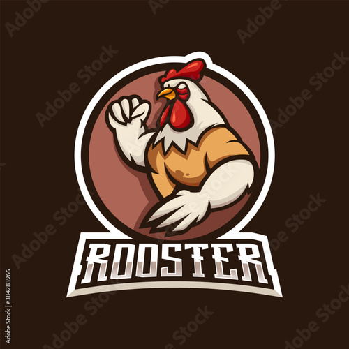 Strong rooster mascot logo design vector with modern illustration concept style for badge, emblem and t shirt printing