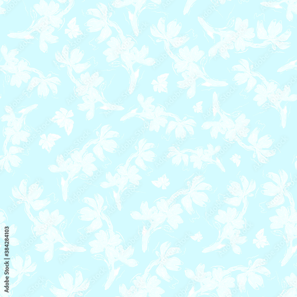 Seamless pattern with white silhouette on light blue background Seamless pattern with white silhouette on light blue background