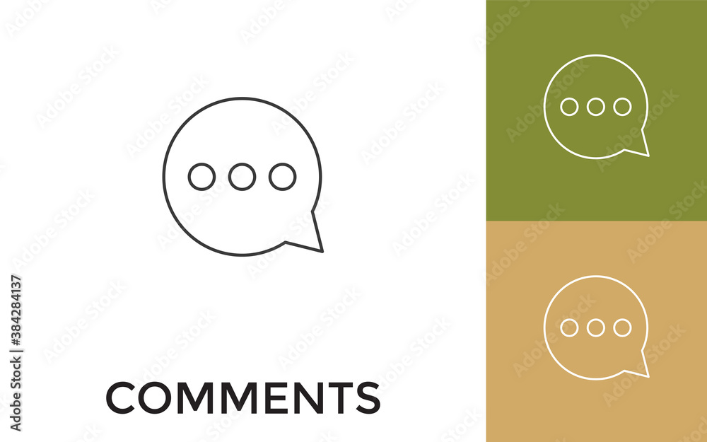 Editable Comments Thin Line Icon with Title. Useful For Mobile Application, Website, Software and Print Media.