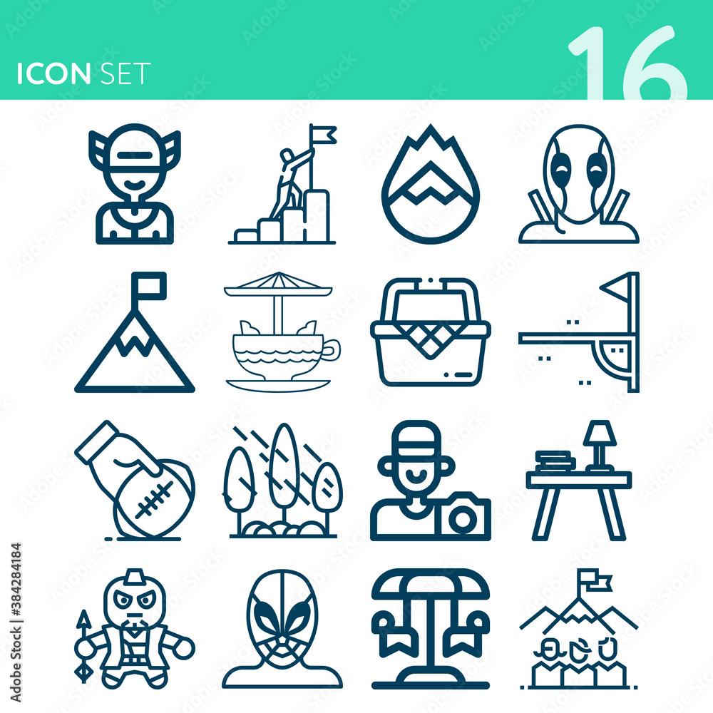 Simple set of 16 icons related to lawn Simple set of 16 icons related to lawn
