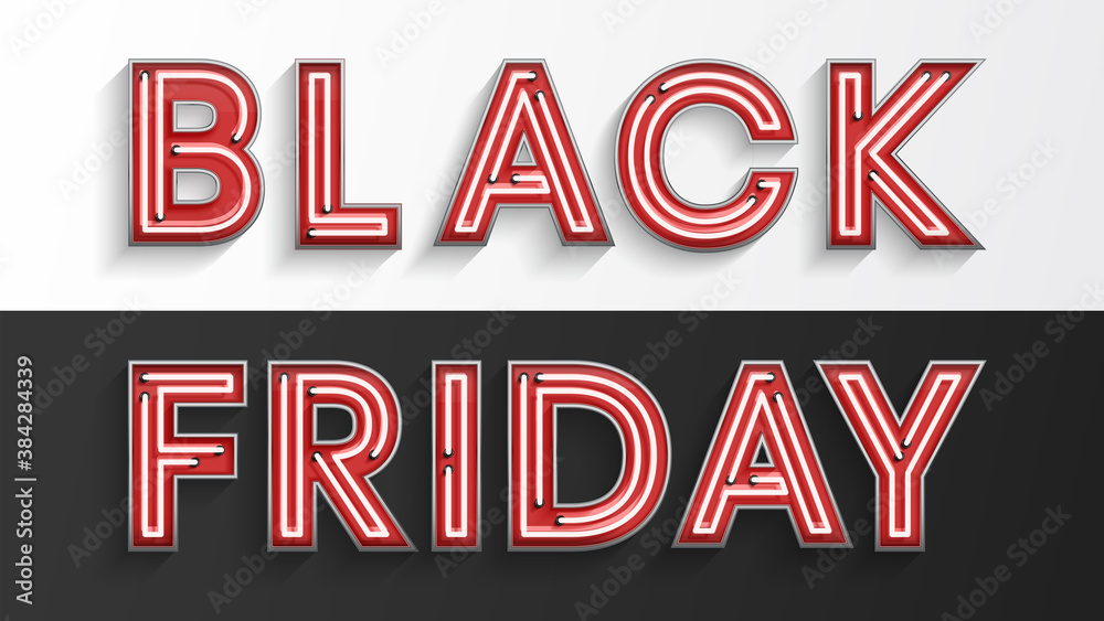 Black friday Red neon Colorful .3d Realistic vector illustration