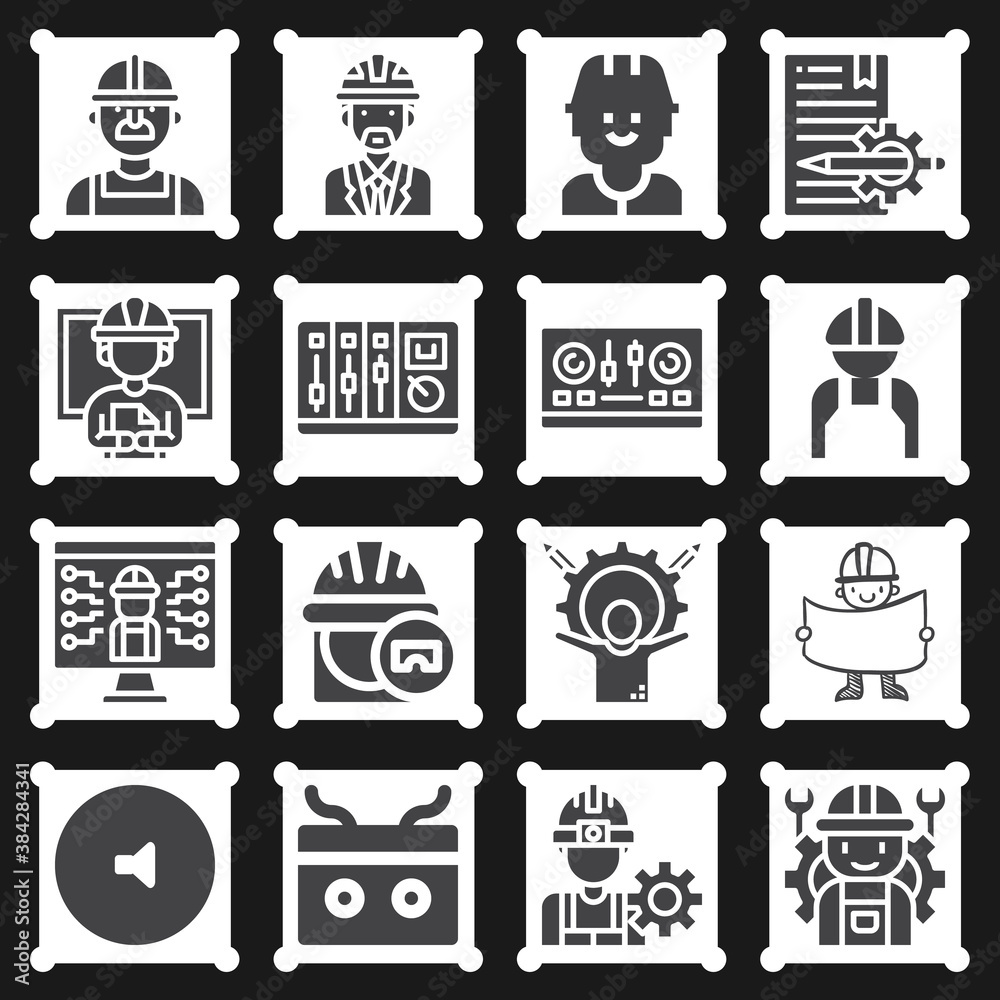 16 pack of mixing  filled web icons set