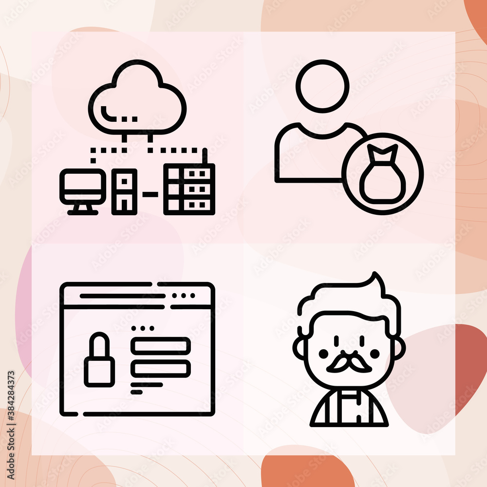 Simple set of authentication related lineal icons Simple set of authentication related lineal icons